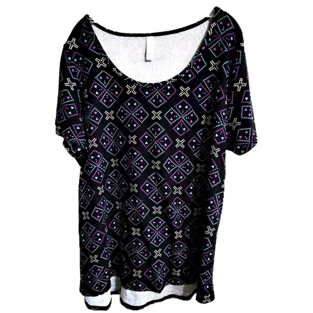 LuLaRoe Women's 2XL Multicolor Short Sleeve Irma Tunic Geometric Print